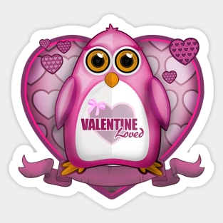 Valentine Loved - Pink Penguin Sticker